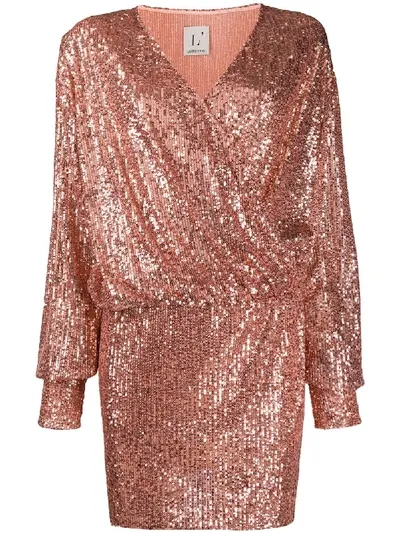 L'autre Chose Sequin Wrap Dress In Pink