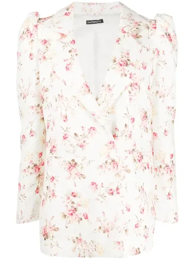 Wandering Rose Print Blazer In White