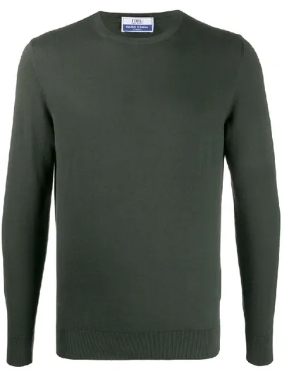 Fedeli Crew Neck Knitted Jumper In Green