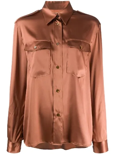 Eleventy Satin Blouse In Neutrals