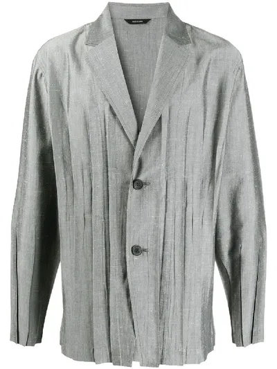 Issey Miyake Pleated Single-breasted Blazer In Grey