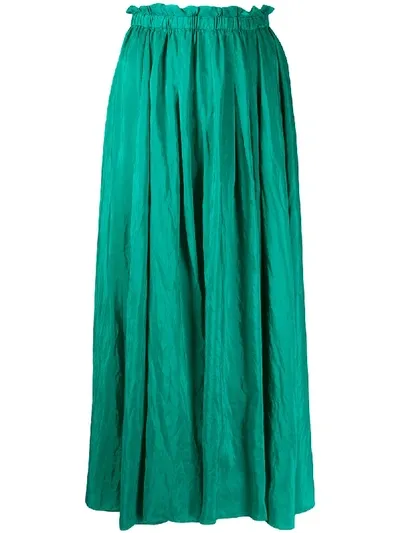 Forte Forte Gathered-waist Silk Midi-skirt In Green