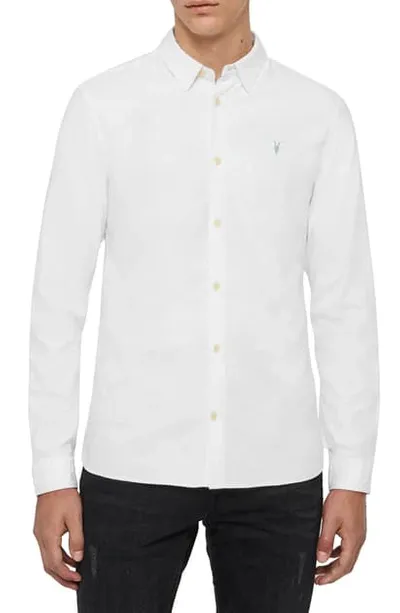 Allsaints Hawthorne Slim-fit Stretch-cotton Shirt In White