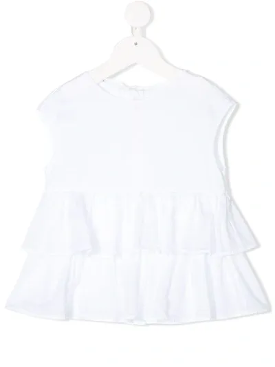 Il Gufo Kids' Ruffle-trim Sleeveless Blouse In White