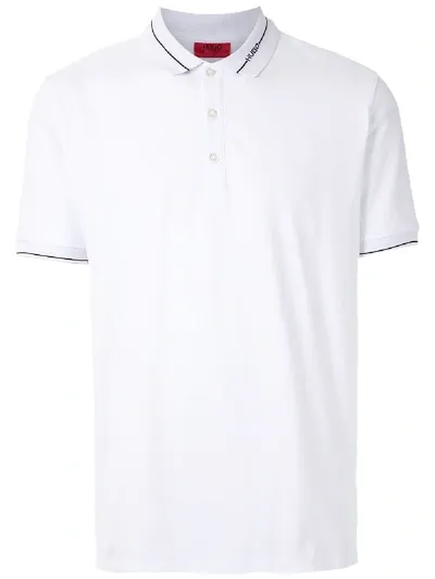 Hugo Stripe Detail Polo Shirt In White