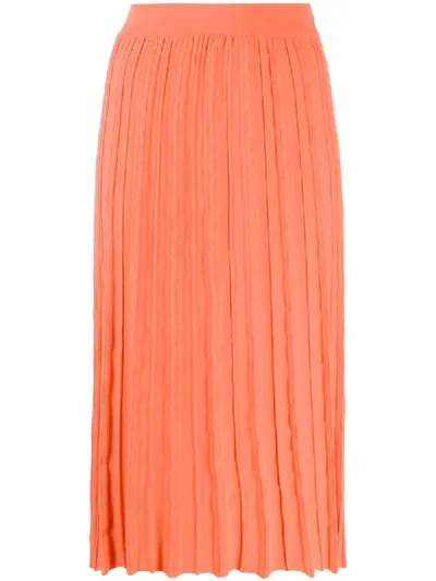 Kenzo Pleated Midi Skirt In Orange