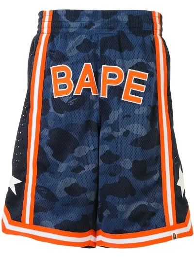 Bape Color Camo Basketball Shorts In Blue