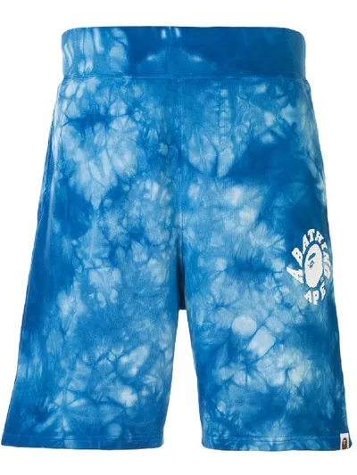 Bape Tie Dye Jogging Shorts In Blue