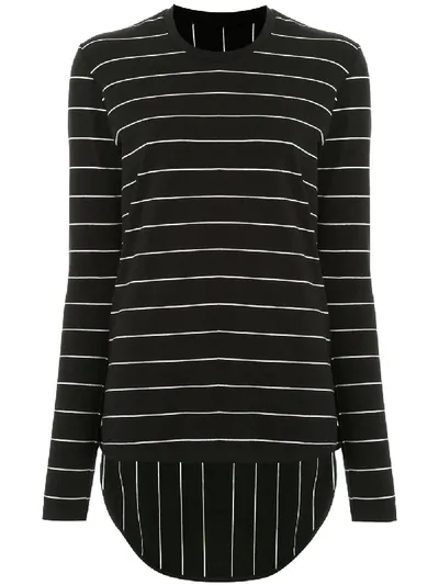 Taylor Striped Long-line T-shirt In Black