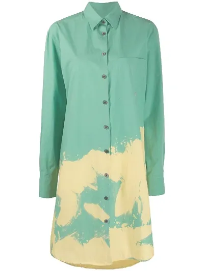 Etudes Studio Mountain Bleached Shirt Dress In Green