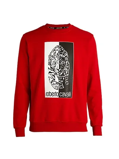 Roberto Cavalli Leopard Graphic Sweatshirt In Red