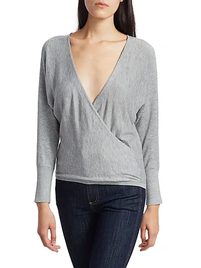 Alice And Olivia Bedelle Wrap-effect Knitted Sweater In Gray