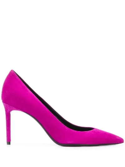 Saint Laurent Anja Pointed-toe Pumps In Purple