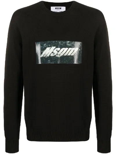 Msgm Pullover Mit Logo-print In Black