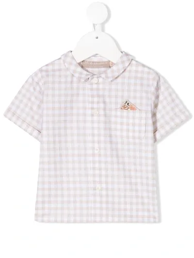 La Stupenderia Babies' Checkered Short-sleeve Shirt In Neutrals