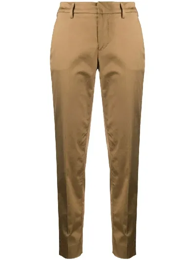 Pt01 Cropped Tapered Trousers In Brown