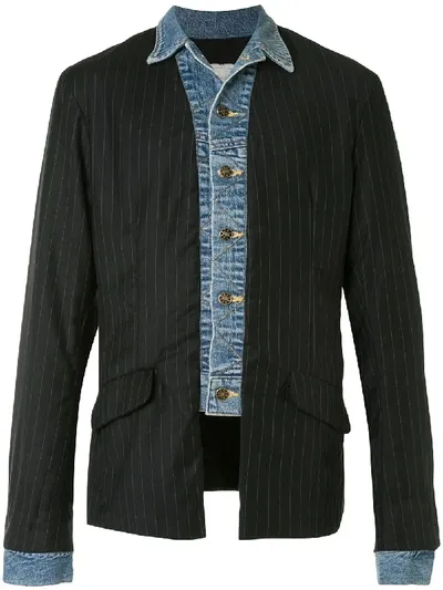 Greg Lauren Blazer-denim Jacket In Blue