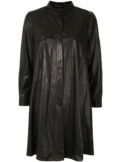 Bcbg Max Azria Leather Shirt Dress In Black