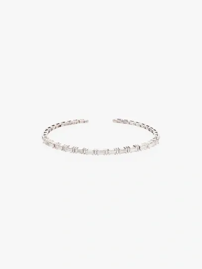 Suzanne Kalan 18k White Gold Fireworks Horizontal Diamond Bracelet In Metallic