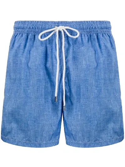 Fedeli Logo-patch Swim Shorts In Blue