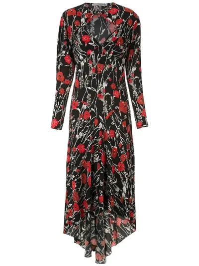 Reinaldo Lourenço Floral Print Dress In Black