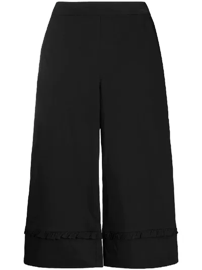 Semicouture Ruffle-detail Cropped Trousers In Black