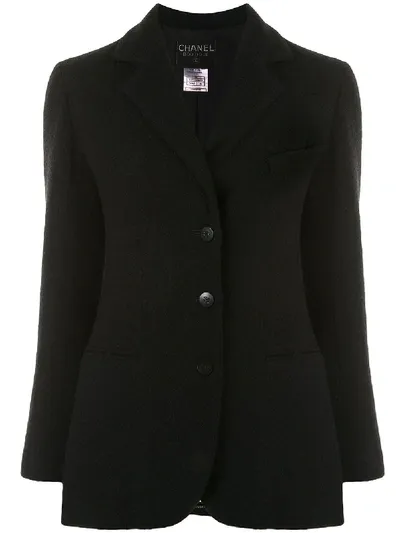 Pre-owned Chanel 1998 Buttoned Slim-fit Jacket In Black