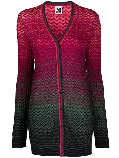 Missoni Gradient Zig-zag Knit Cardigan In Pink