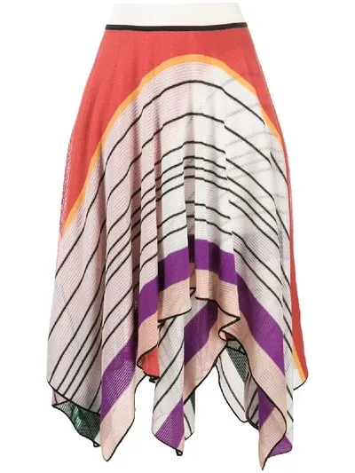 Missoni Asymmetric Strip Skirt In Orange