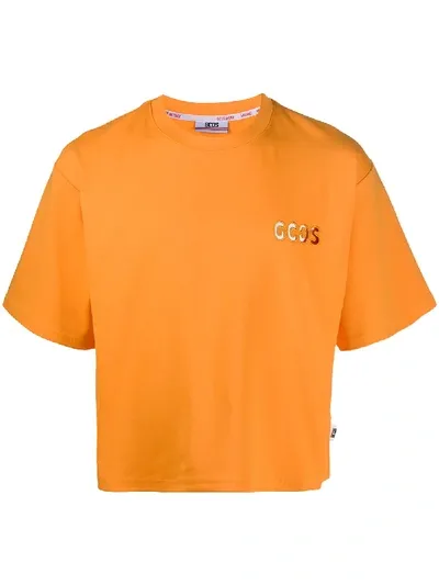 Gcds Hole Logo Cropped T-shirt In Orange