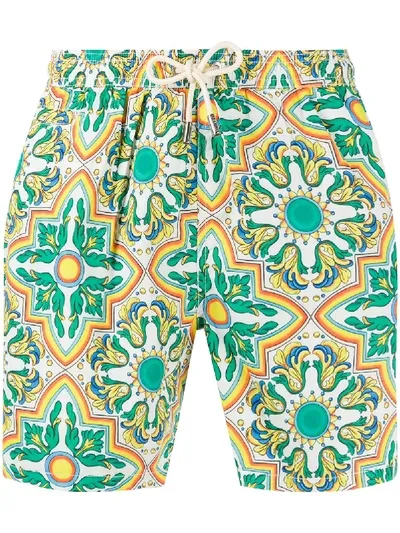 Mc2 Saint Barth Badeshorts Mit Grafischem Print In Yellow