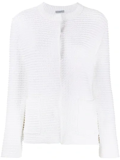 Malo Waffle Knit Cardi-coat In White