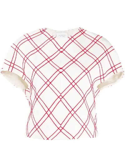 Giambattista Valli Geometric-print Short-sleeved Blouse In White