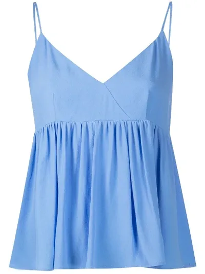 Semicouture Ruffled Hem V-neck Vest Top In Blue