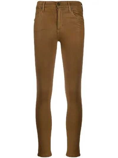 Citizens Of Humanity Rocket Wax Coated Skinny Trousers In Brown