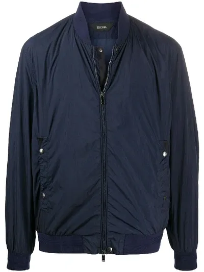 Z Zegna Classic Bomber Jacket In Blue