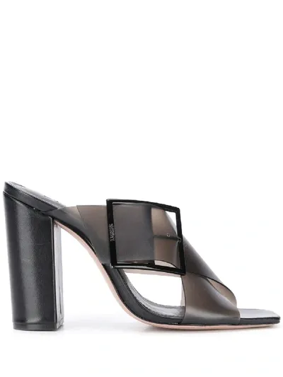 Schutz Block Heel Mules In Black