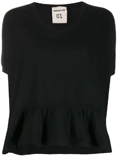 Semicouture T-shirt Mit Schösschen In Black