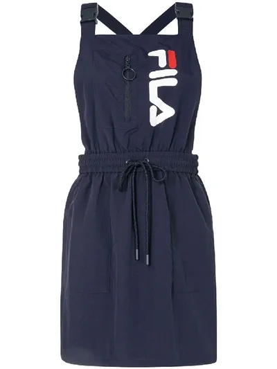 Fila Logo-print Pinafore Dress In Blue