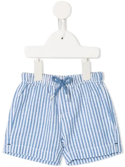 Sunuva Babies' Striped Seersucker Shorts In Blue