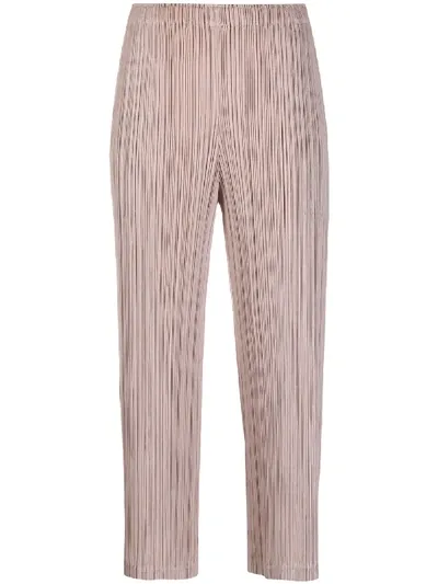 Issey Miyake Pleated Cropped Trousers In Neutrals