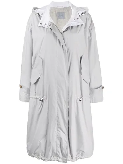 Malo Oversized Drawstring Raincoat In Grey