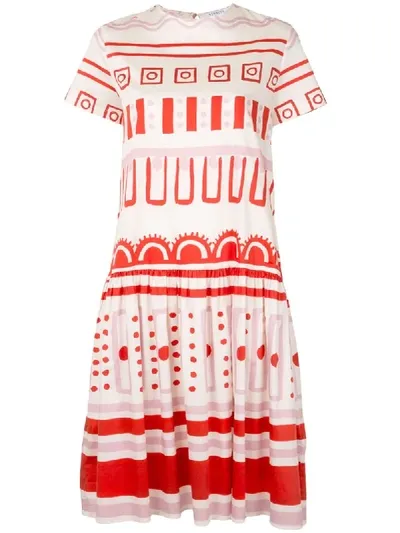 Vivetta Geometric-print Flared Dress In Neutrals