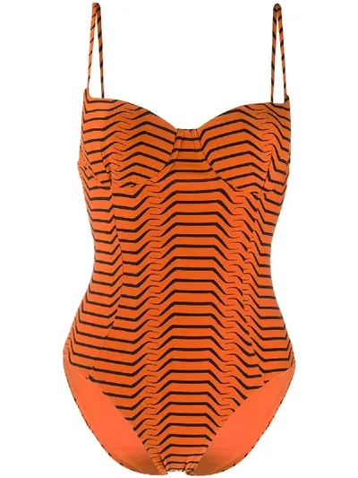 Diane Von Furstenberg Optical-print Swimsuit In Orange