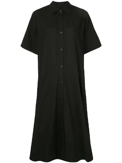 Lee Mathews Flared Mid-length Shirt Dress In Black