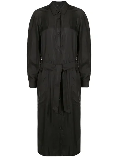 Lee Mathews Chiya Belted Shirt Dress In Black