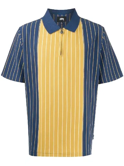 Stussy Striped Polo Shirt In Blue