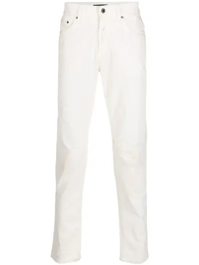 B-used Distressed Straight-leg Jeans In White