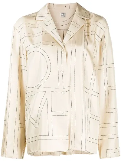 Totême Satin Long-sleeve Shirt In Neutrals