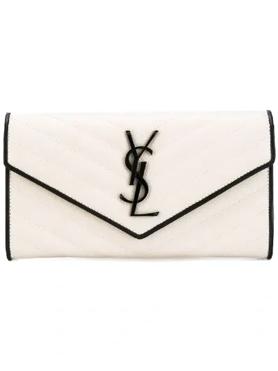 Saint Laurent Grosses 'monogram' Portemonnaie In White